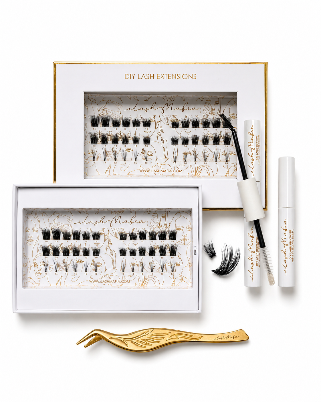 iLash Mafia DIY Lash Kit featuring reusable cat eye lash clusters for at home lash extensions