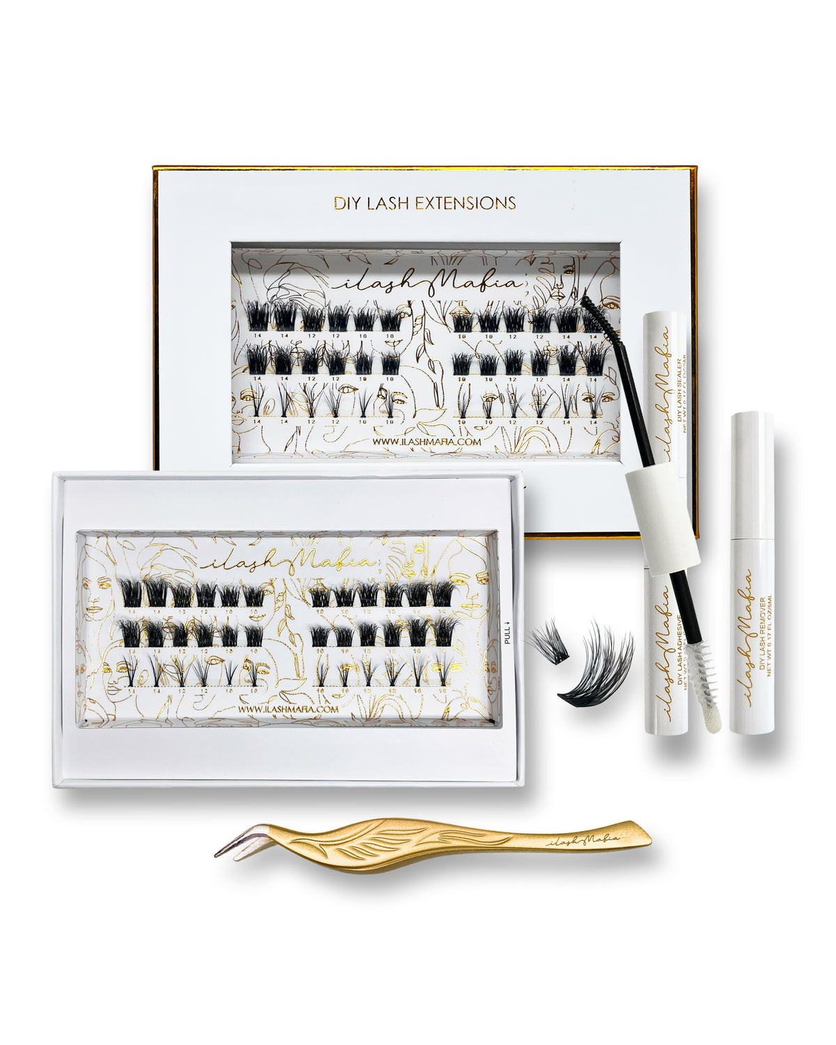 iLash Mafia DIY Lash Kit featuring reusable cat eye lash clusters for at home lash extensions