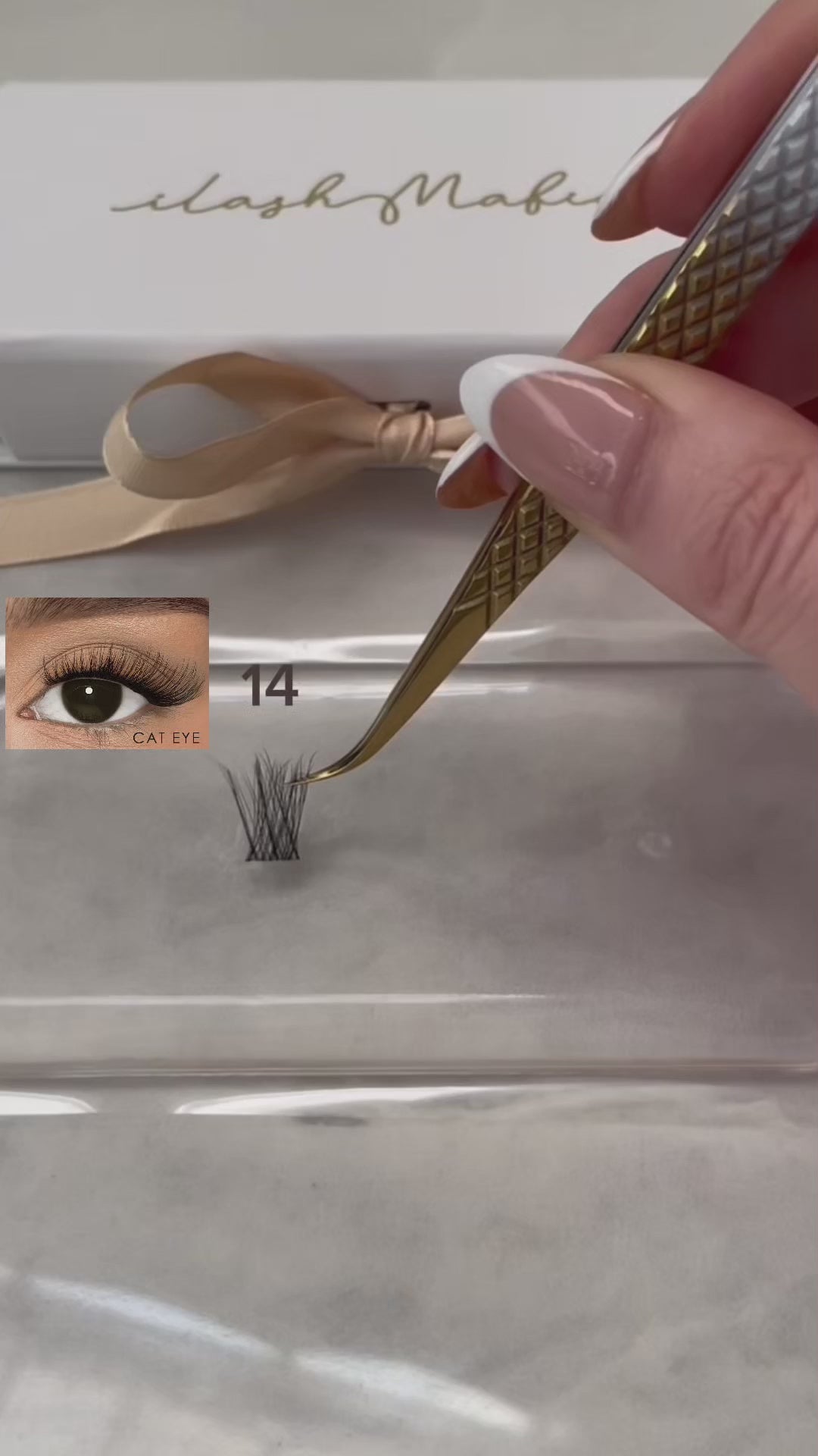 DIY lash segments placed on reusable silicone pad
